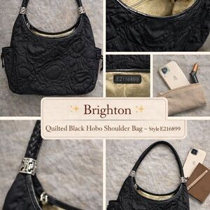 Brighton Elegant Black Quilted Hobo Bag